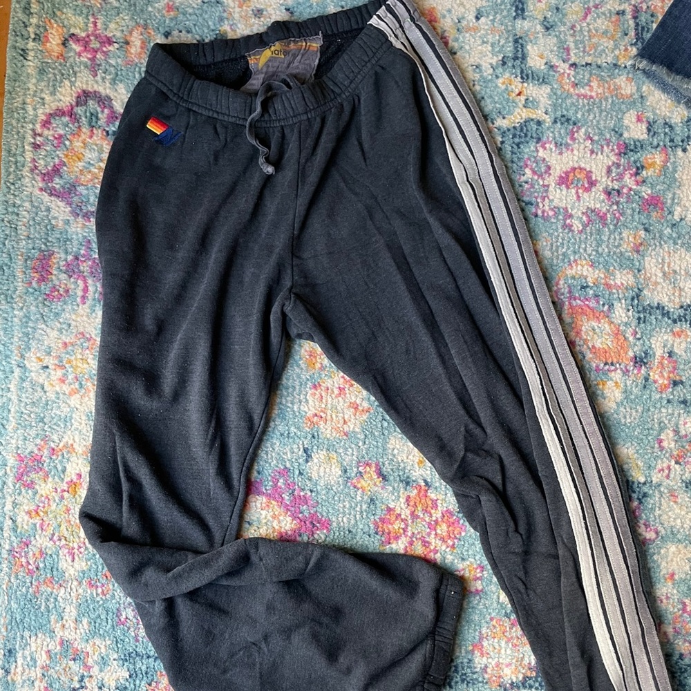 aviator nation grey stripe sweatpants